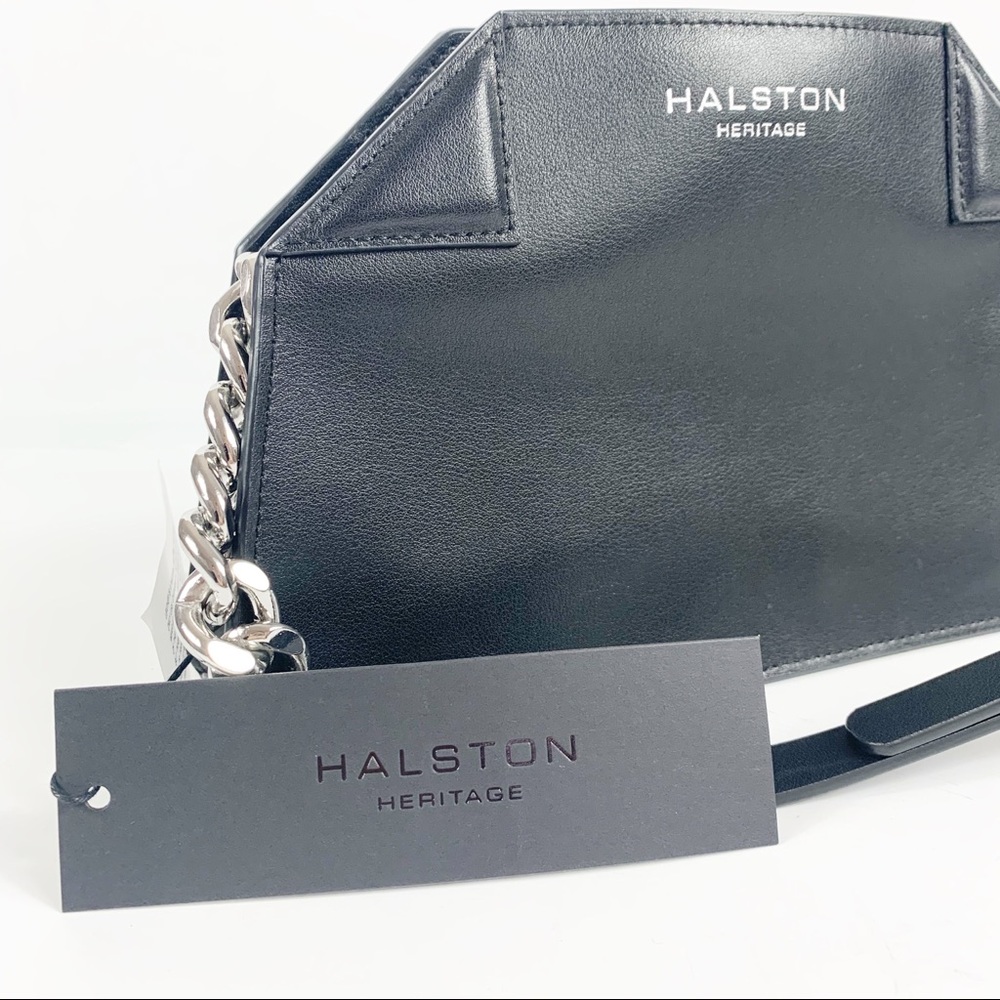 Halston Heritage Leather Crossbody Black Bag NWT - Picture 5 of 7
